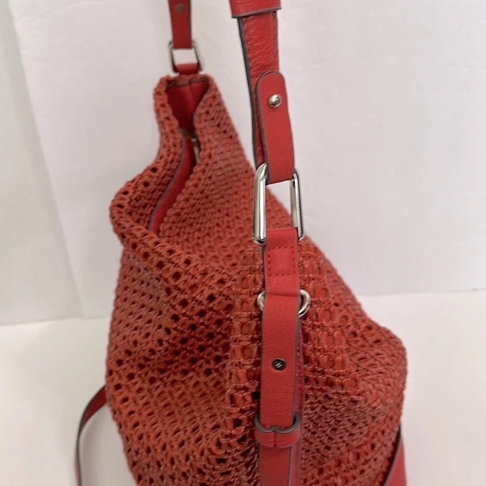 PARFOIS Basket weave HOBO/SHOULDER BAG in an orangish red color NWOT